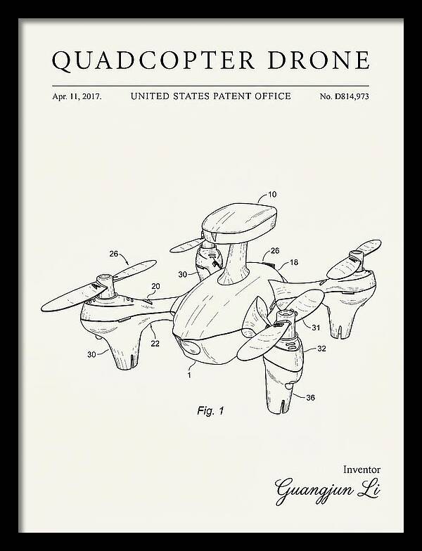 Quadcopter Drone Minimalist Patent Usd814973s1