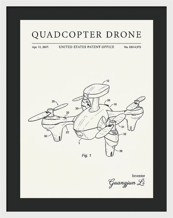 Quadcopter Drone Minimalist Patent Usd814973s1