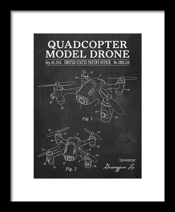 Quadcopter Model Drone Chalkboard Patent Usd801224s1