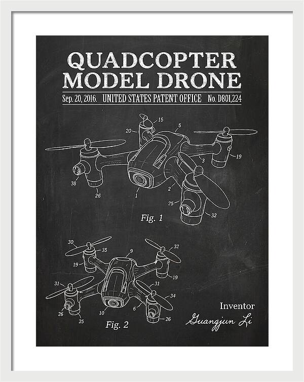 Quadcopter Model Drone Chalkboard Patent Usd801224s1