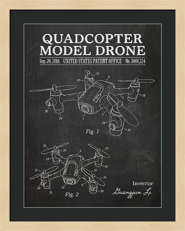 Quadcopter Model Drone Chalkboard Patent Usd801224s1