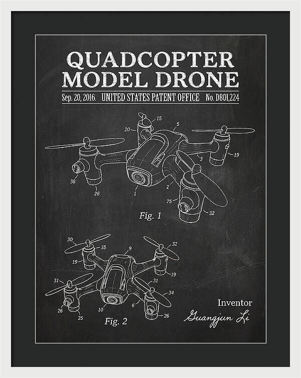 Quadcopter Model Drone Chalkboard Patent Usd801224s1