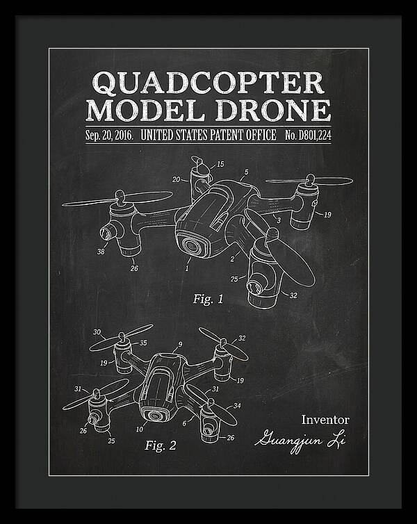 Quadcopter Model Drone Chalkboard Patent Usd801224s1
