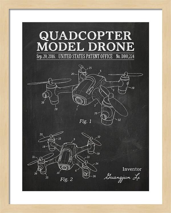 Quadcopter Model Drone Chalkboard Patent Usd801224s1