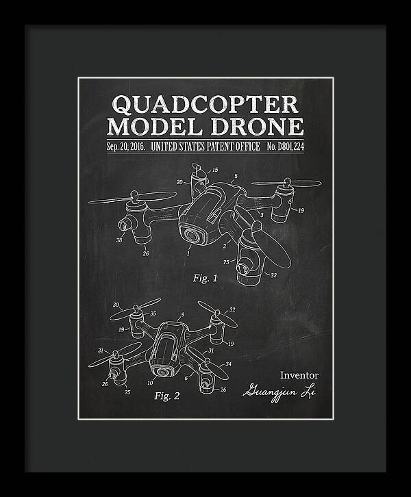 Quadcopter Model Drone Chalkboard Patent Usd801224s1