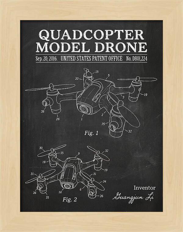 Quadcopter Model Drone Chalkboard Patent Usd801224s1