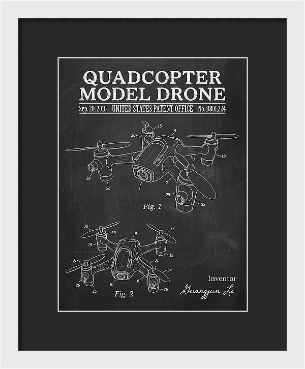 Quadcopter Model Drone Chalkboard Patent Usd801224s1