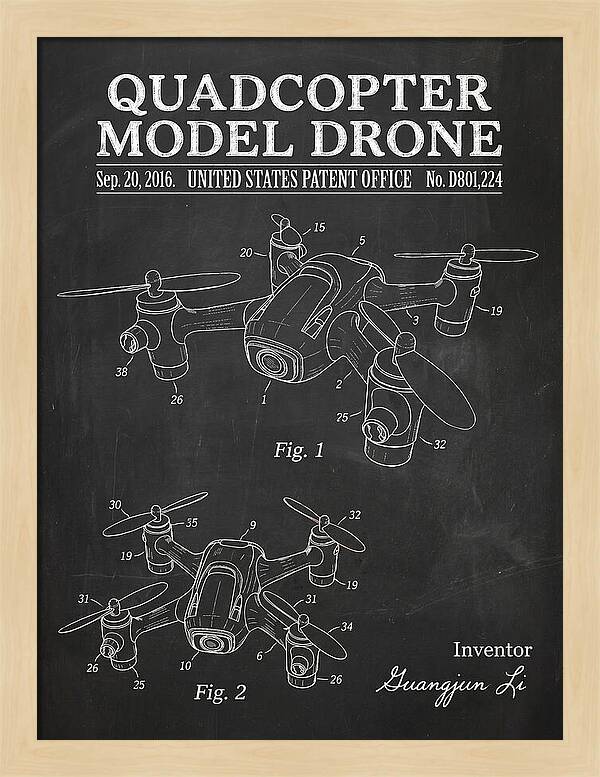 Quadcopter Model Drone Chalkboard Patent Usd801224s1