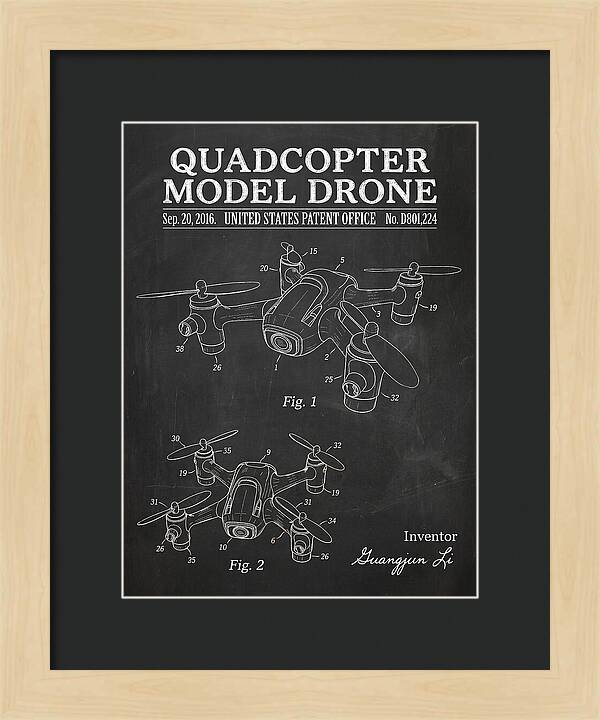 Quadcopter Model Drone Chalkboard Patent Usd801224s1