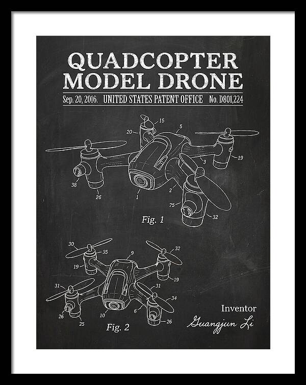 Quadcopter Model Drone Chalkboard Patent Usd801224s1