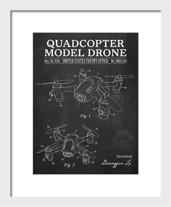 Quadcopter Model Drone Chalkboard Patent Usd801224s1