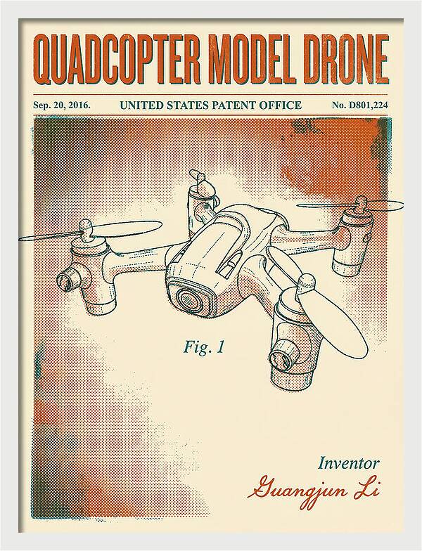 Quadcopter Model Drone Retro Patent Usd801224s1