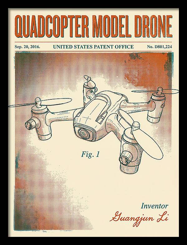 Quadcopter Model Drone Retro Patent Usd801224s1