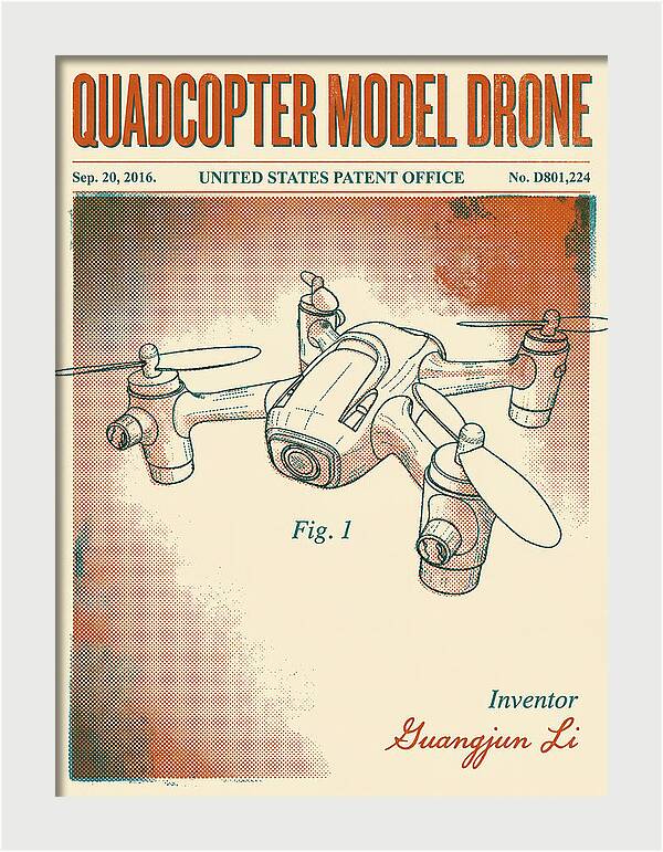 Quadcopter Model Drone Retro Patent Usd801224s1