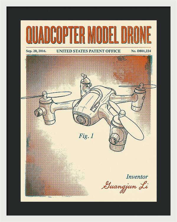 Quadcopter Model Drone Retro Patent Usd801224s1