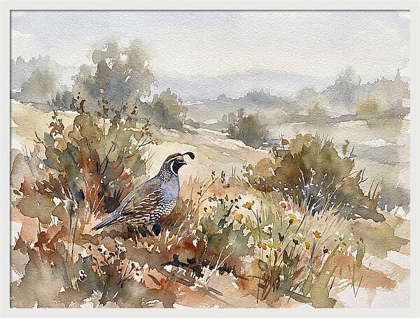 Quail In Serene Landscape
