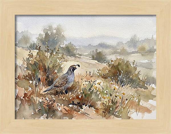 Quail In Serene Landscape
