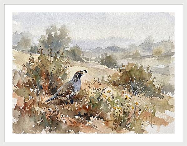Quail In Serene Landscape