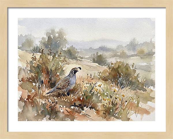 Quail In Serene Landscape