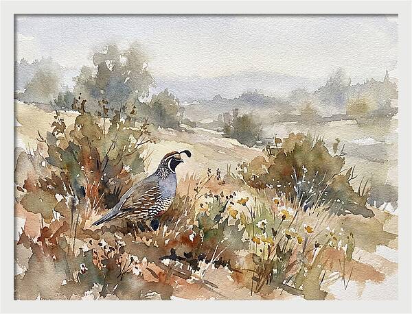 Quail In Serene Landscape