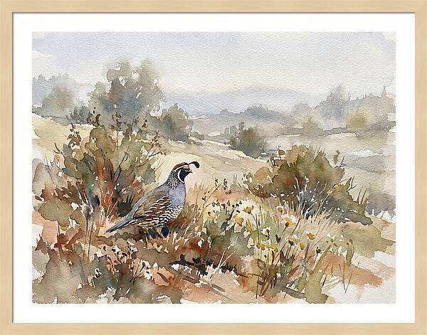 Quail In Serene Landscape