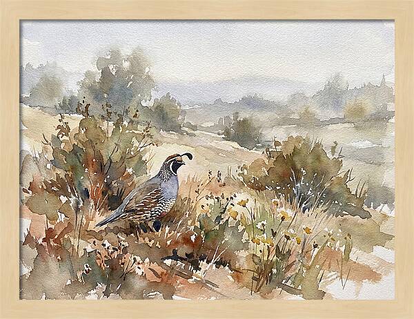 Quail In Serene Landscape