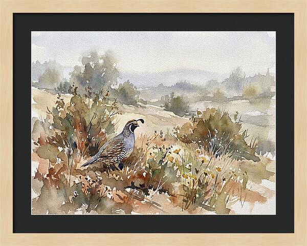 Quail In Serene Landscape