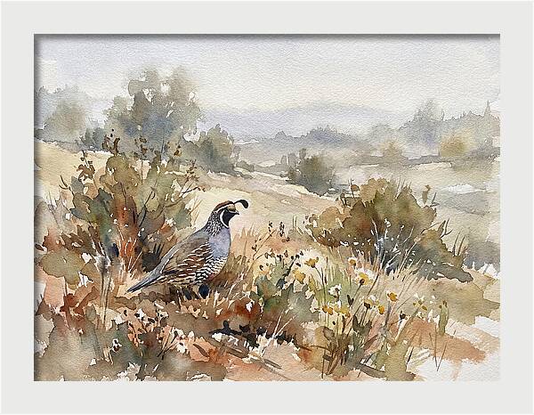 Quail In Serene Landscape