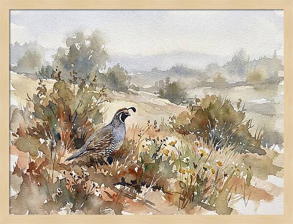 Quail In Serene Landscape