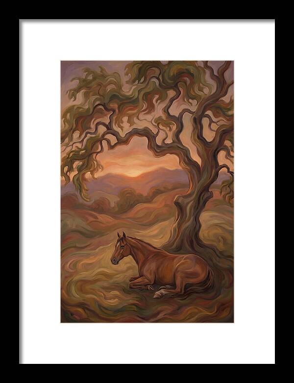 Quarter Horse At Rest Under Old Oak Tree