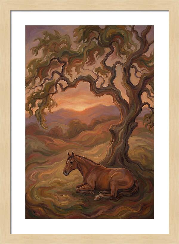 Quarter Horse At Rest Under Old Oak Tree