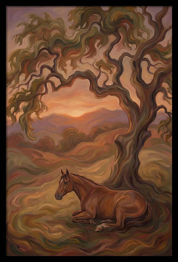 Quarter Horse At Rest Under Old Oak Tree
