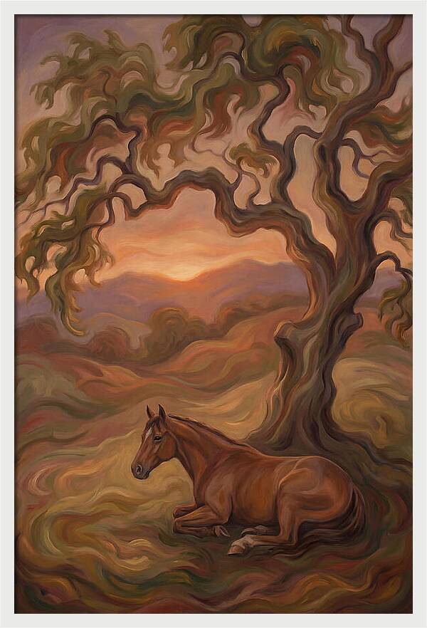 Quarter Horse At Rest Under Old Oak Tree