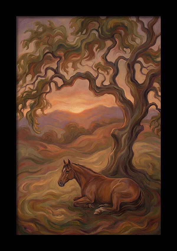 Quarter Horse At Rest Under Old Oak Tree
