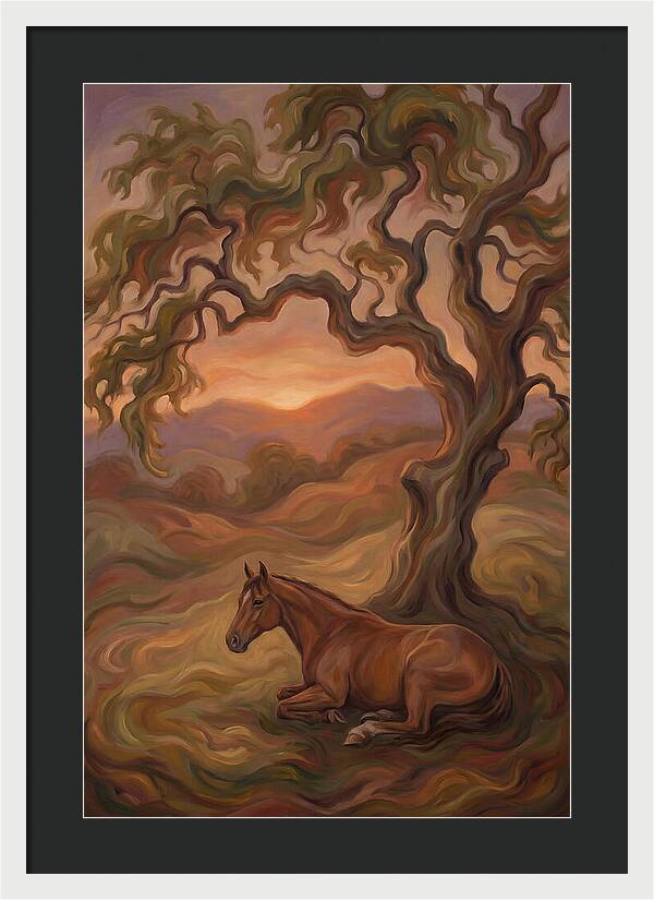 Quarter Horse At Rest Under Old Oak Tree