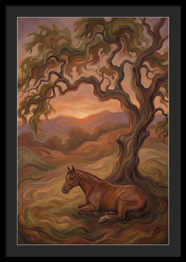 Quarter Horse At Rest Under Old Oak Tree