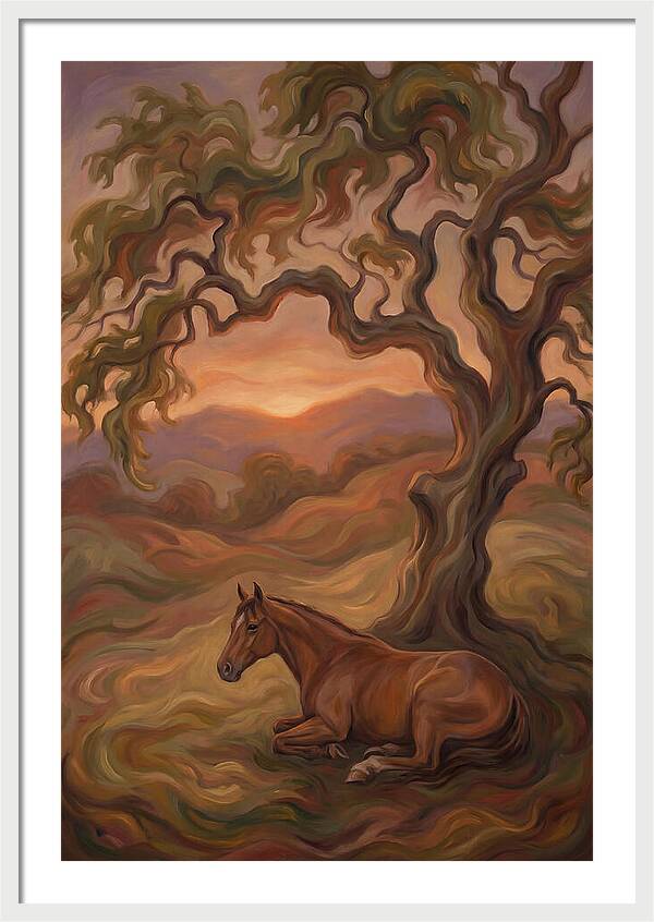 Quarter Horse At Rest Under Old Oak Tree