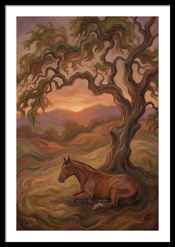 Quarter Horse At Rest Under Old Oak Tree