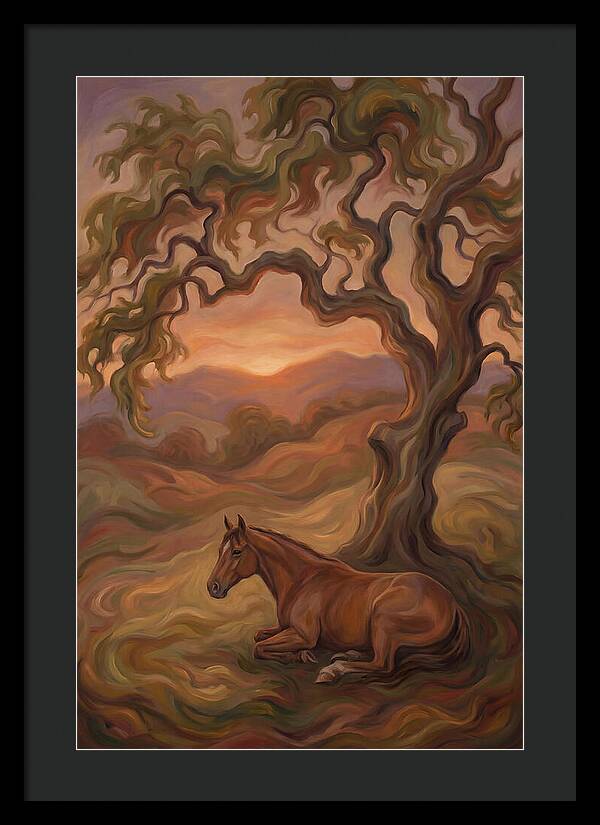 Quarter Horse At Rest Under Old Oak Tree
