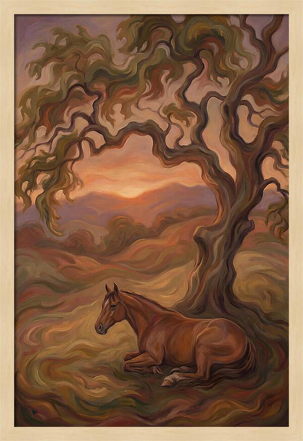 Quarter Horse At Rest Under Old Oak Tree