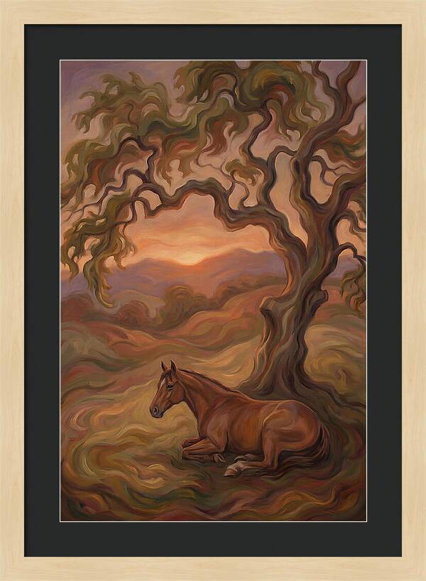 Quarter Horse At Rest Under Old Oak Tree
