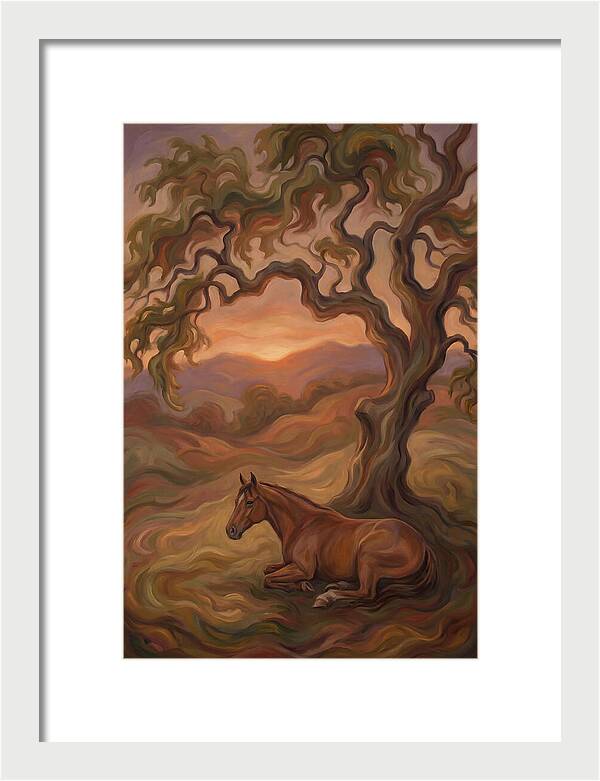 Quarter Horse At Rest Under Old Oak Tree