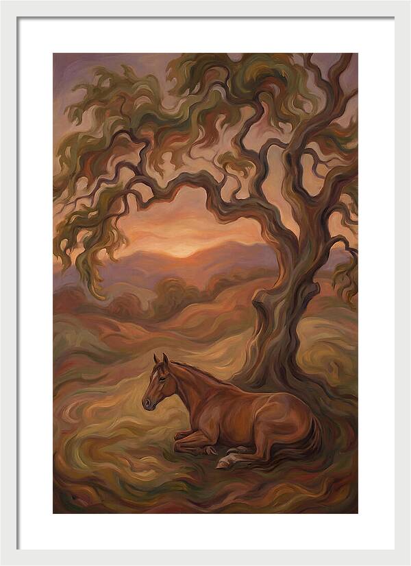 Quarter Horse At Rest Under Old Oak Tree