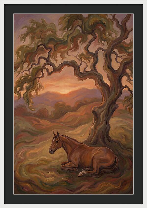 Quarter Horse At Rest Under Old Oak Tree