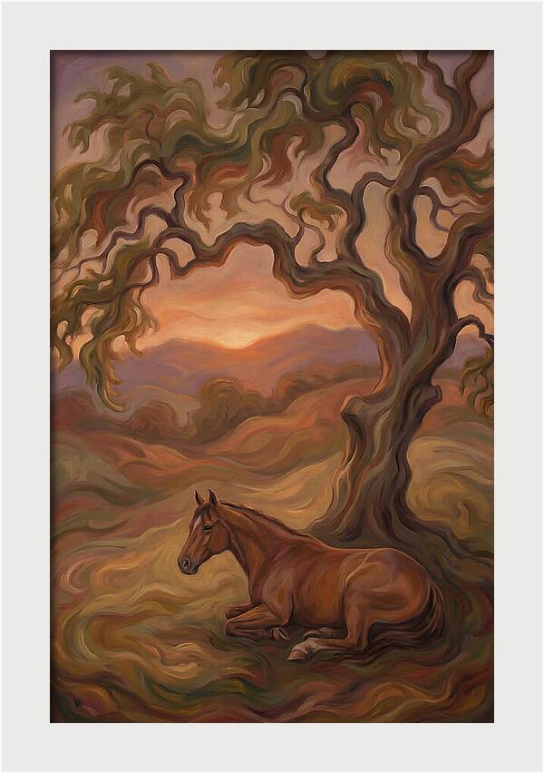 Quarter Horse At Rest Under Old Oak Tree
