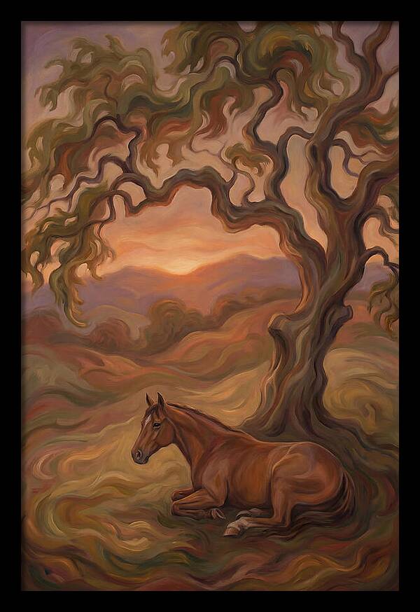 Quarter Horse At Rest Under Old Oak Tree