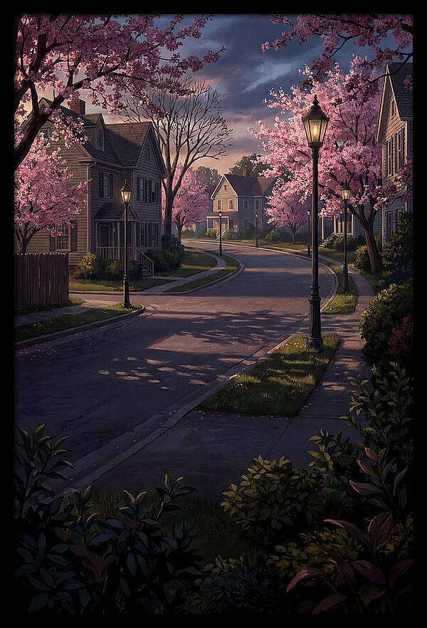 Quiet Cherry Blossom Street