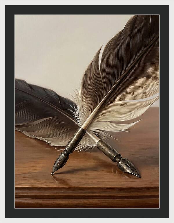 Quill Pens In Realistic Detail