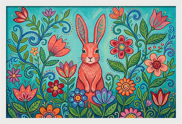 Rabbit Among Vibrant Blooms