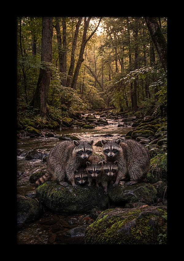 Raccoon Family Gathering